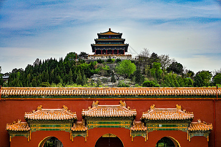 北京景山公园古建筑背景