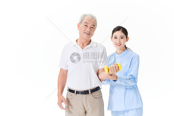 护工帮助老人做康复训练图片