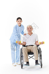 护工协助老人做康复训练图片
