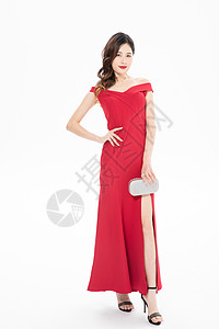 红裙模特气质美女形象背景