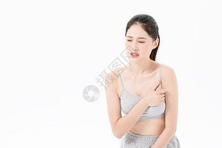 青年女子胸口疼痛图片