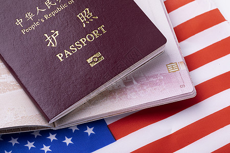 美国留学旅游出行护照特写背景