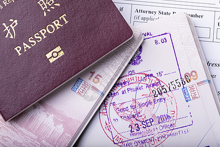 国外留学出国签证visa特写图片素材