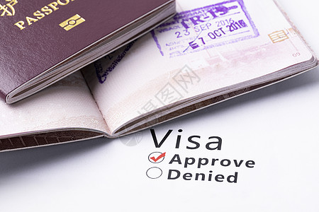 国外留学出国签证visa特写图片