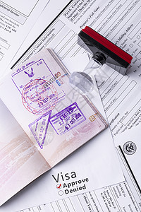 国外留学出国签证visa盖章背景