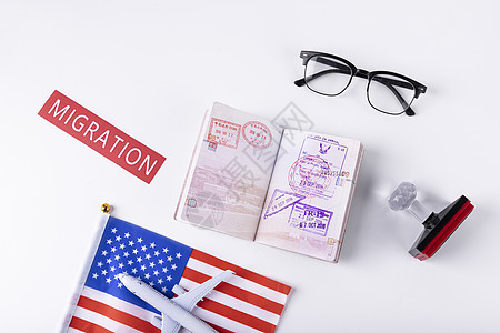 美国留学移民国外留学出国签证visa盖章背景