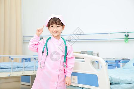 粉色可爱护士小小护士戴着听诊器背景
