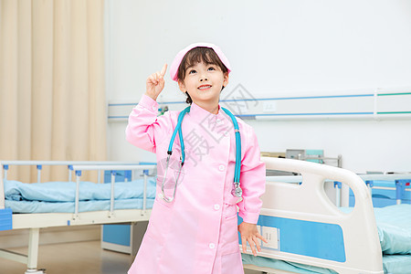 粉色可爱护士小小护士戴着听诊器背景