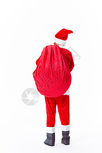 圣诞老人和礼物袋背影高清图片