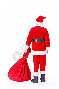 圣诞老人和礼物袋背影高清图片