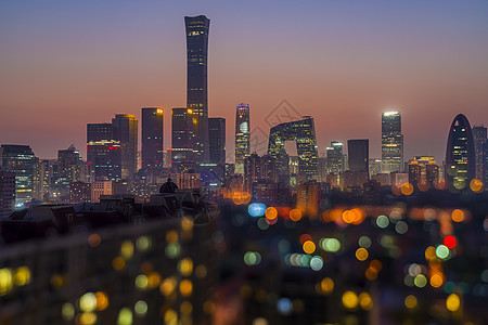 夜景的北京国贸图片