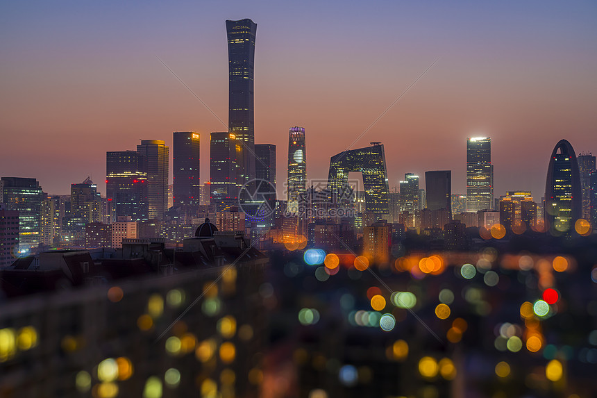 夜景的北京国贸图片