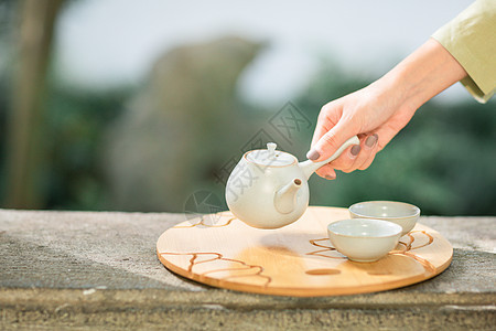 古风泡茶特写图片