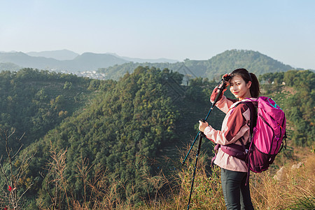 登山人物登山女性背景