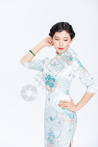 中国风纹理中国风旗袍美女背景