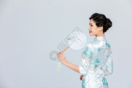 中式底纹中国风旗袍美女背景