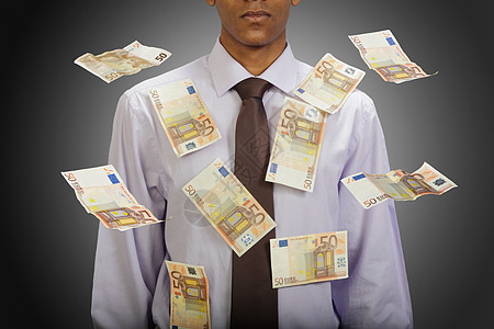 欧元纸币四处飞扬背景图片