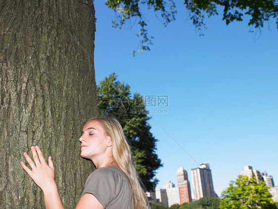 抱着树的女人图片