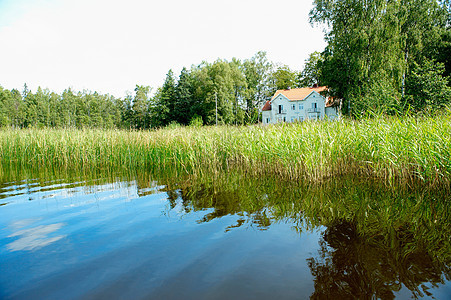 房子前的湖图片