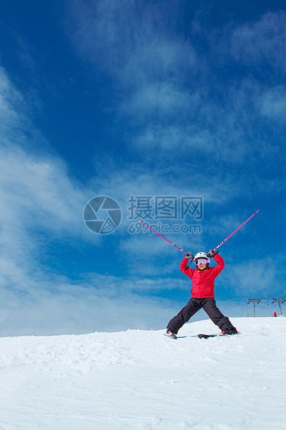 女孩滑雪图片