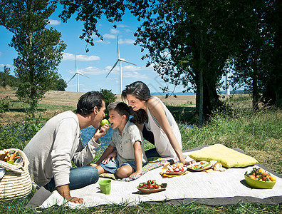 外国人吃家庭野餐背景