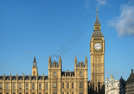 伦敦大本钟英国伦敦议会大厦背景