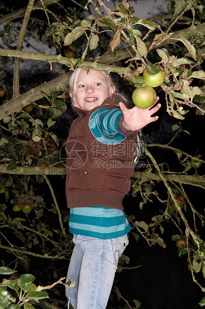 摘苹果的小女孩图片