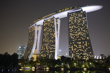 新加坡滨海金沙湾酒店夜景背景图片