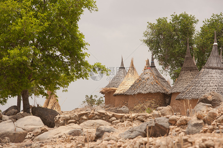 喀麦隆北部的Djinglya村茅草屋图片