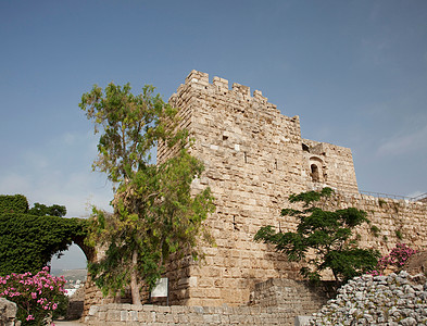 一座十字军城堡的遗迹，建于12世纪，位于黎巴嫩沿海小镇Byblos图片