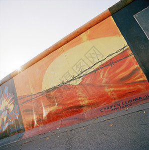 柏林墙遗迹的艺术作品，柏林，德国图片