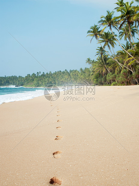 斯里兰卡坦格尔海滩沙滩上的脚印图片