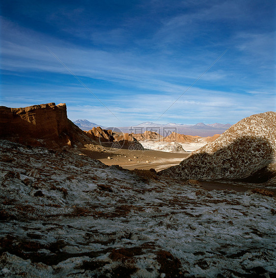 智利圣佩德罗拉鲁纳山谷阿塔卡马沙漠中的山脉图片