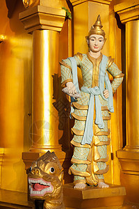 缅甸仰光首都施韦达贡塔的佛像图片