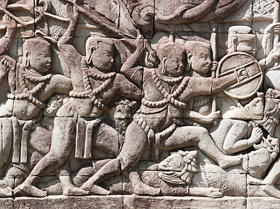 柬埔寨暹粒吴哥窟拜翁寺的浅浮雕图片
