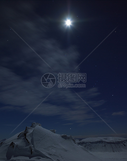 雪山顶上的星星图片