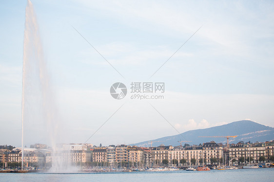 瑞士日内瓦湖喷气式淡香水喷泉景观图片