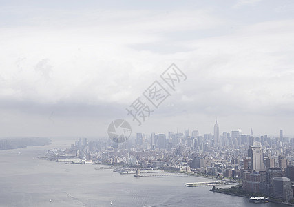 美国纽约哈德逊河和曼哈顿鸟瞰图图片