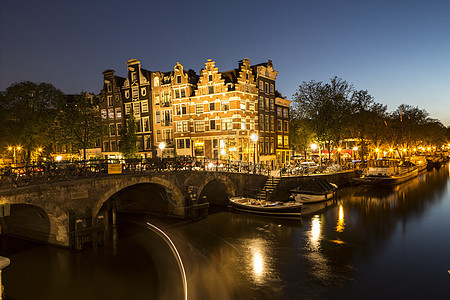 夜间运河，约旦，阿姆斯特丹，荷兰图片