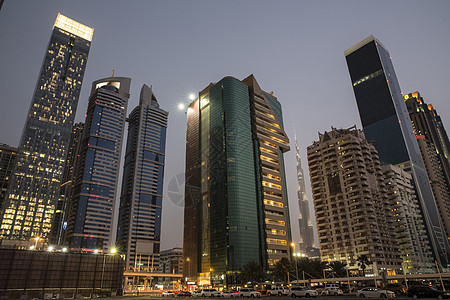 幸福城市迪拜天际线与Burj Khalifa迪拜阿联酋背景