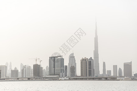 商务旅行迪拜天际线与Burj Khalifa迪拜阿联酋背景