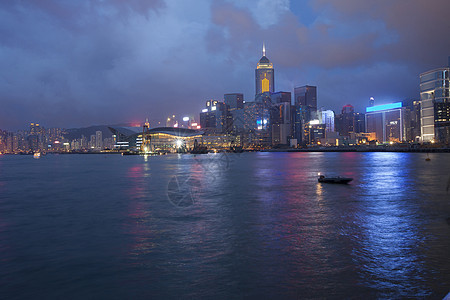 香港维多利亚港的夜景现代高清图片素材