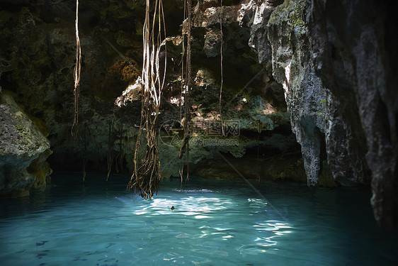 墨西哥塞诺特的洞穴和水景图片
