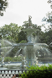 美国格鲁吉亚萨凡纳福塞思公园喷泉雕塑图片