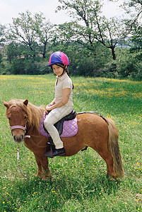 骑着小马的女孩背景图片
