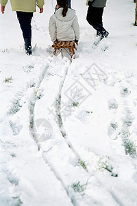 玩雪橇的孩子图片