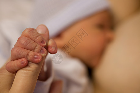 新生男婴紧握父母的手指图片
