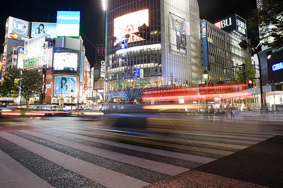 夜间的慢快门东京街景图片