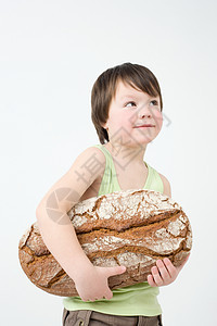 拿着面包的男孩图片