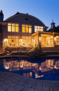 大房子和游泳池图片